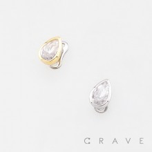 CZ TEARDROP TOP DERMAL SET 316L SURGICAL STEEL